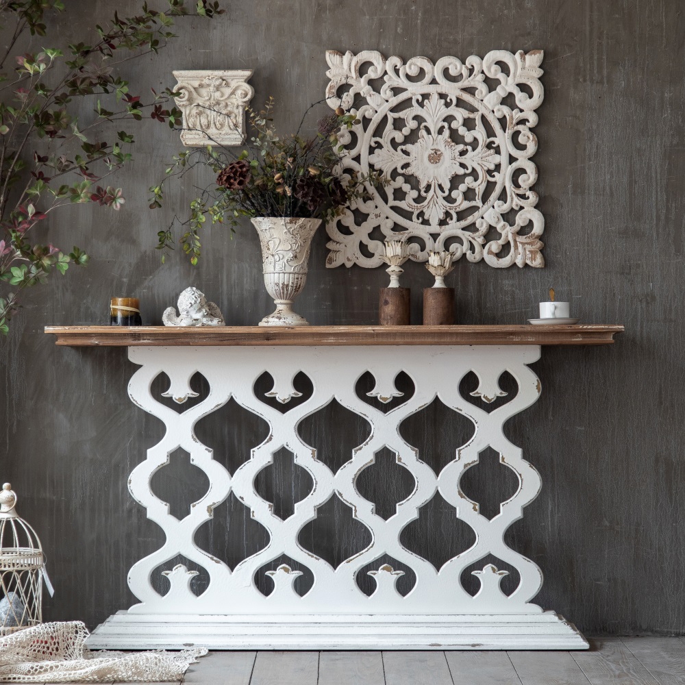 Porchway Fench Country 55.9" Narrow Console Table Wooden Top Entryway Table window image