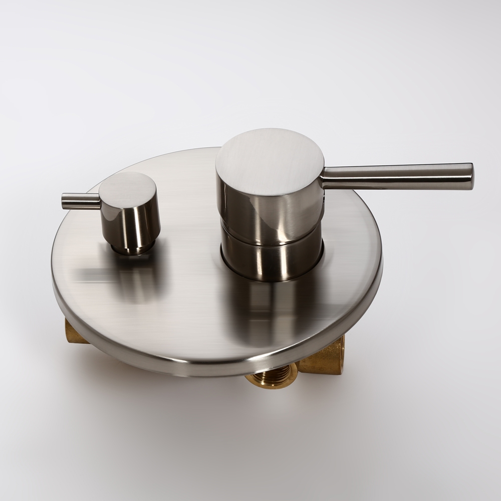 Round Shape Solid Brass Dual Function 2-Outlet Shower Valve in Brushed Nickel Finish window image