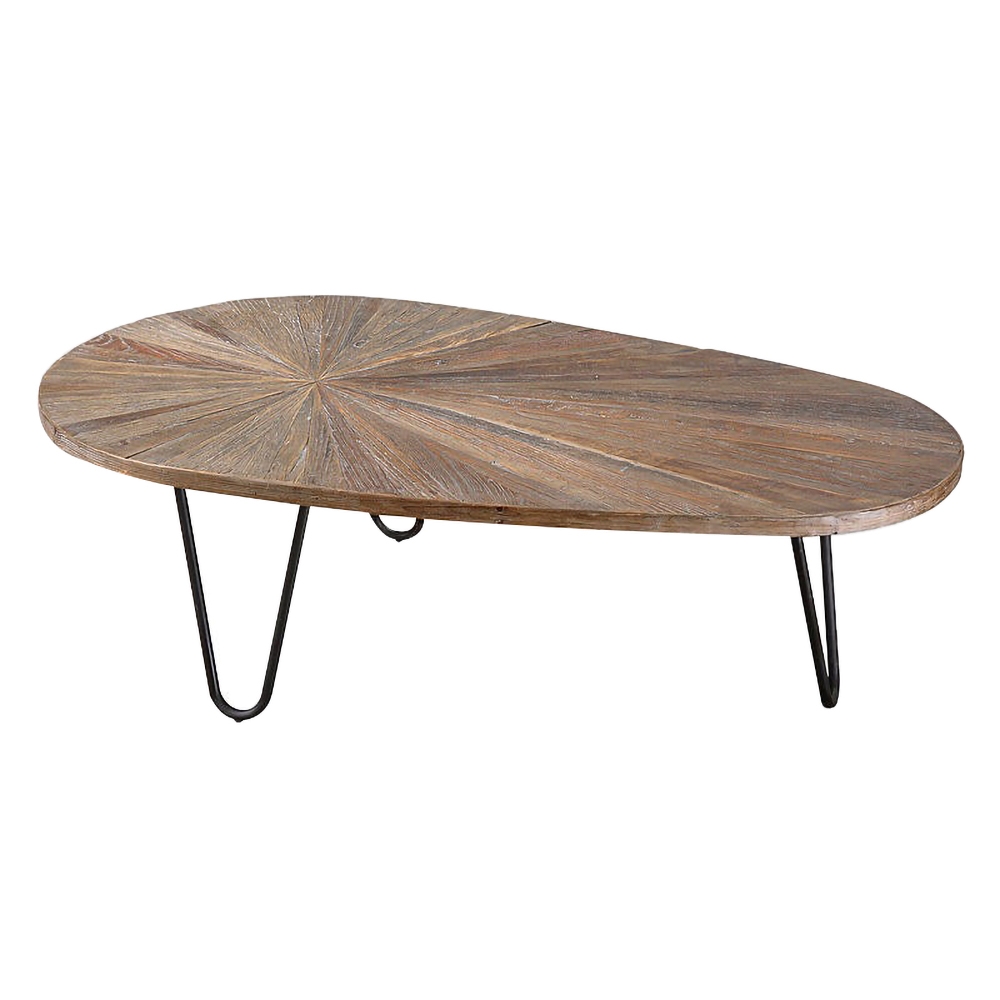 Rustic Coffee Table with Wooden Top & Metal Legs window image