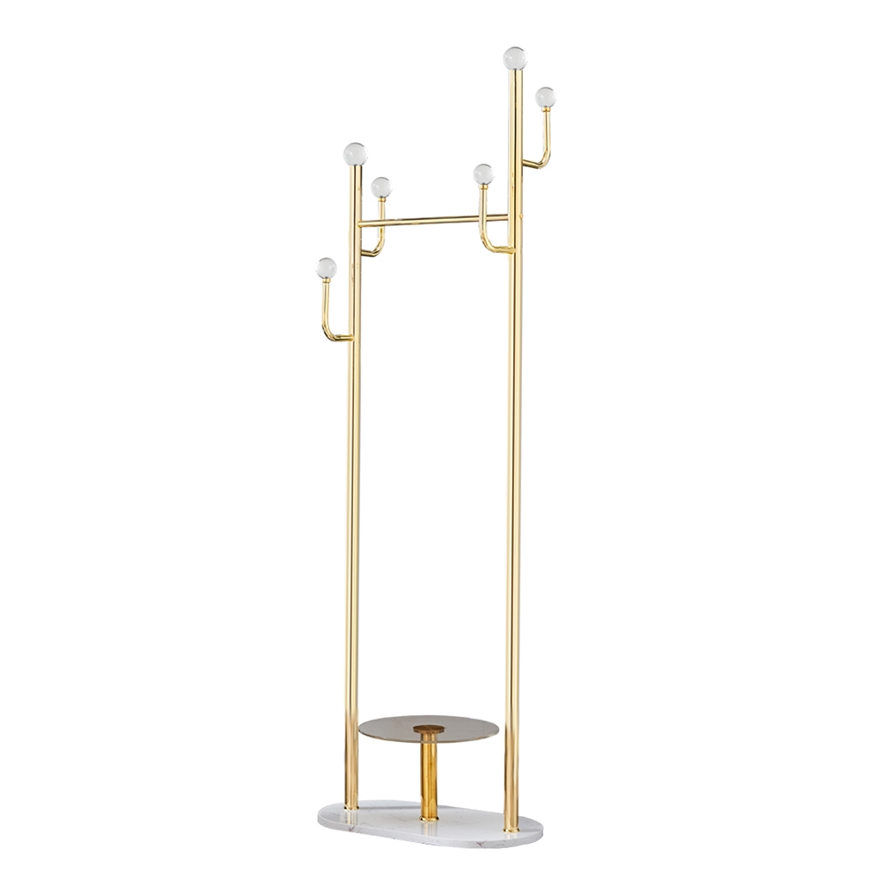 Modern Multi-functional Cloth Rack with Rail & Table in Gold window image