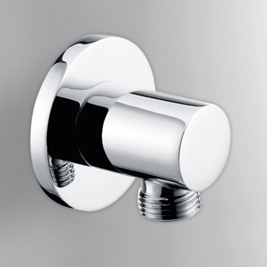 Modern Bathroom Wall Mounted Hand Shower Supply Elbow Round Shape in Polished Chrome Solid Brass window image