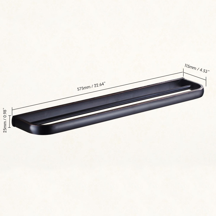 Classy 575mm Barre Double Porte-serviette Mural Bronze Antique en Laiton Massif image de fenêtre