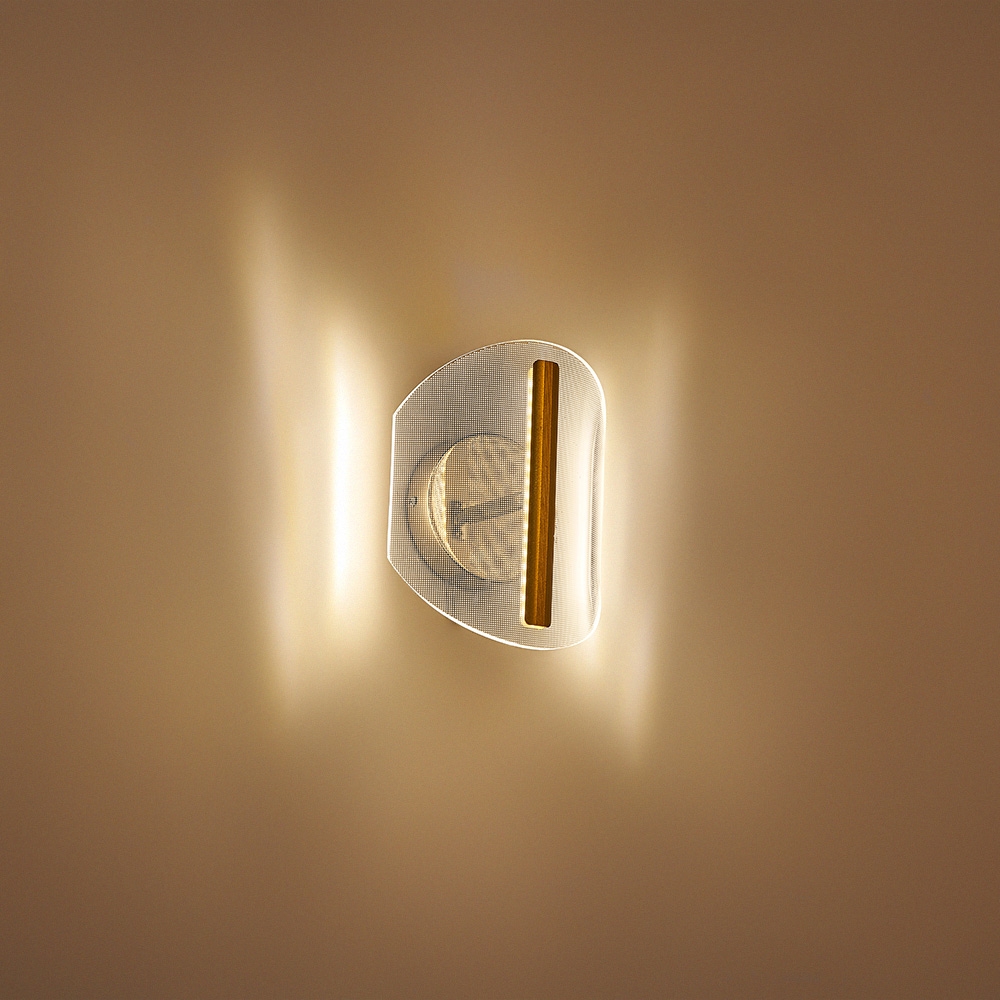 Gold LED Acrylic Wall Sconce 2 Light Indoor Wall Lamp Modern window image