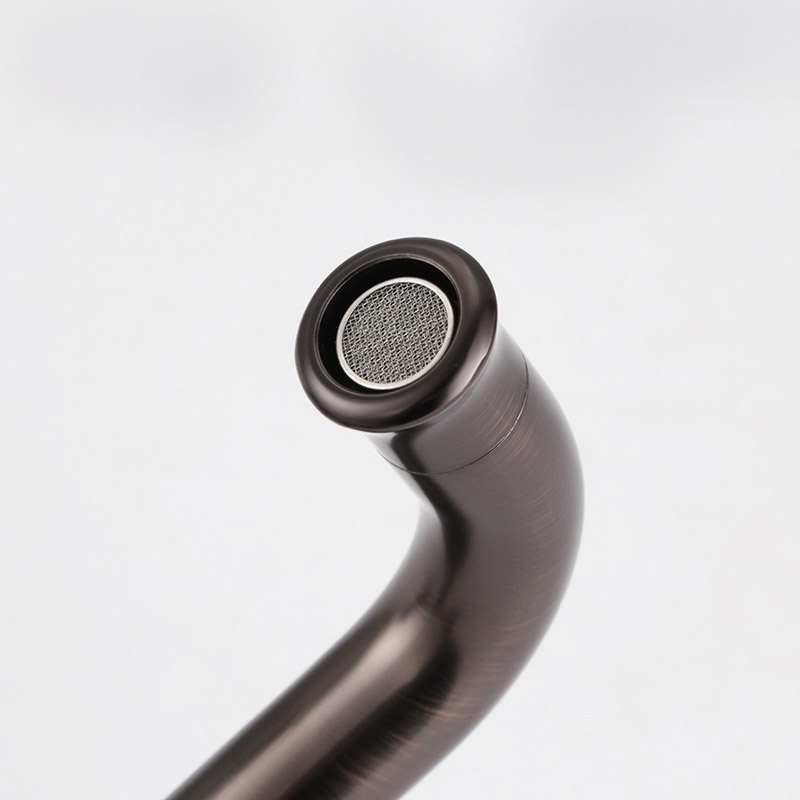 Classic Aerated Spout Wall-Mounted Double Cross Handle Kitchen Faucet Solid Brass in Oil Rubbed Bronze window image