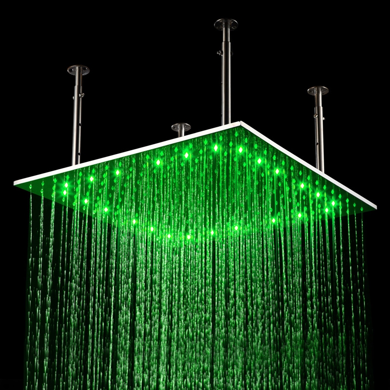 24" Modern LED Stainless Steel Ceiling Square Rain Shower Head in ...