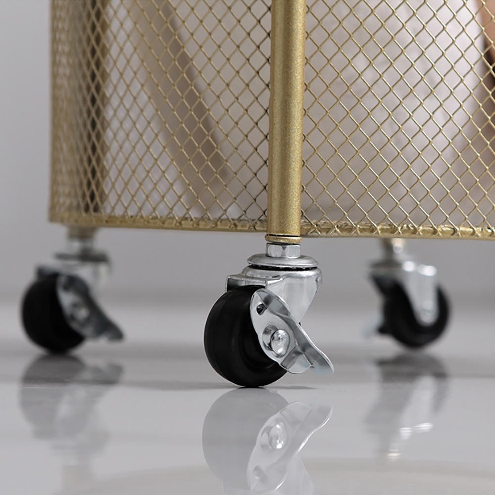 Gold Modern Metal Shelving for Bathroom Storage with 2-Tier Shelf and 4 Wheel window image