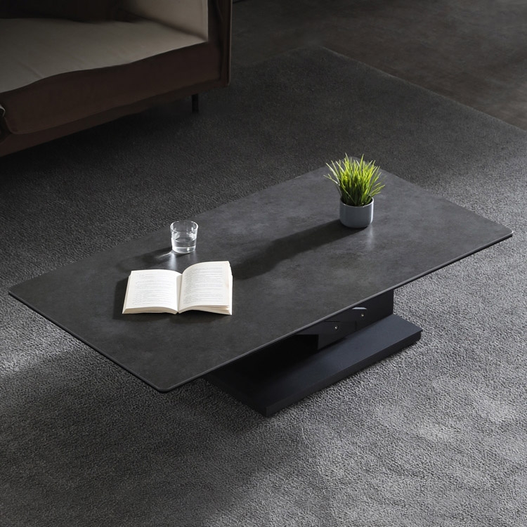 Gray Rectangular Adjustable Height Coffee Table & Dining Table Sintered Stone window image