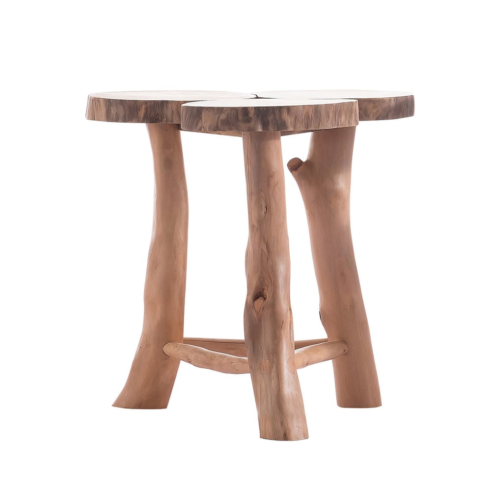 Rustic Live Edge Round Log End Table 28" Rosewood Top Natural Color window image