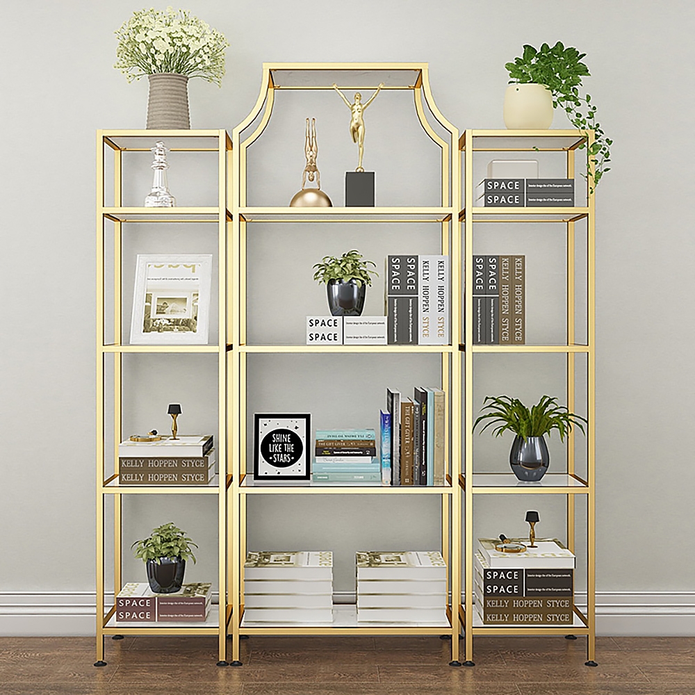 51.2'' Modern Etagere Bookshelf Set in Stainless Steel window image