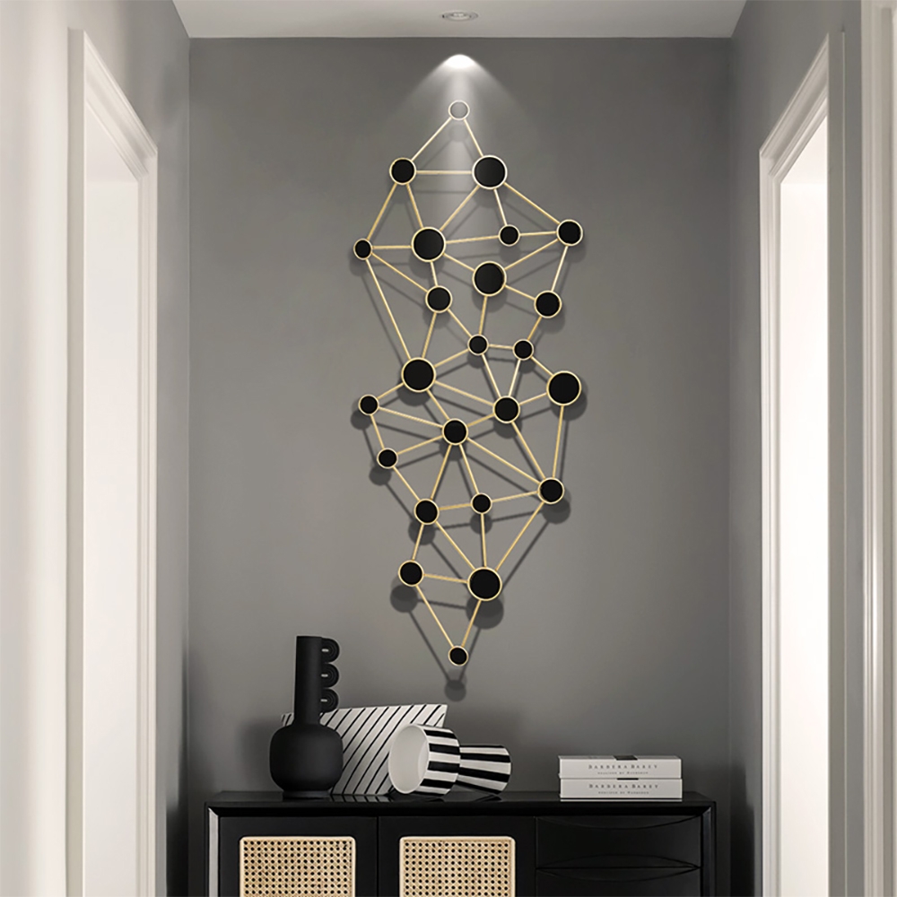 3D Modern Luxury Metal Geometric Patterns Black&Gold Circles Wall Decor window image