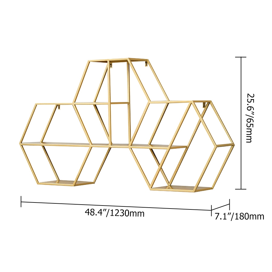 Nordic 3-Hexagon Floating Shelf Decorative Wall Shelf Metal Set window image