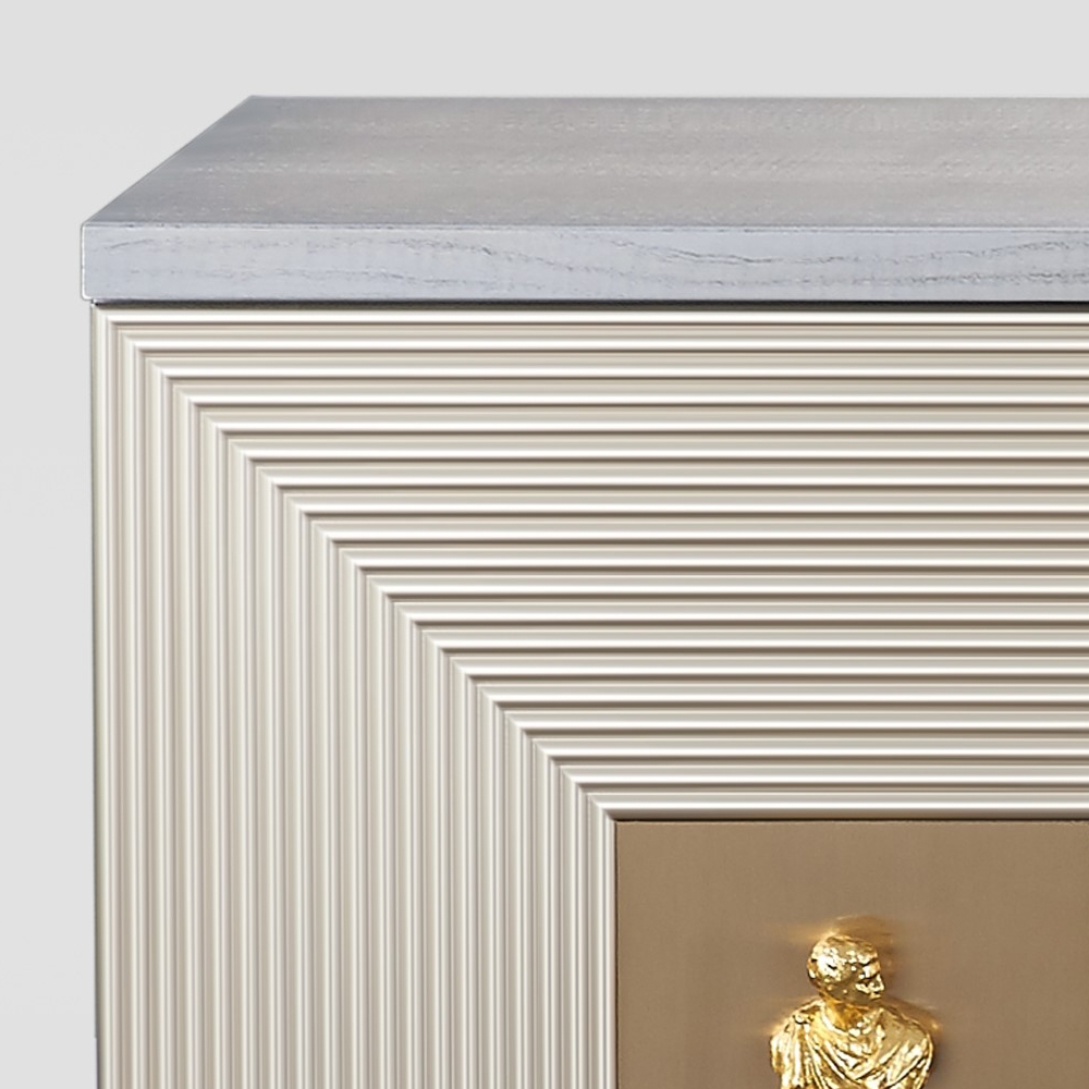 59" Modern Cabinet 3-Door Accent Storage Gold Finish window image