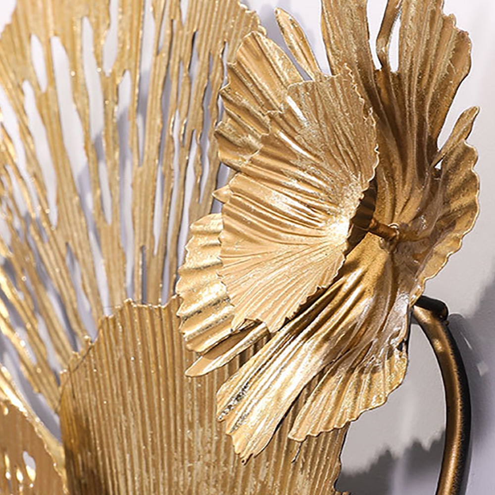 3D Hollow-out Golden Flowers Background Hanging Wall Decor 52"W x 24.3"H window image