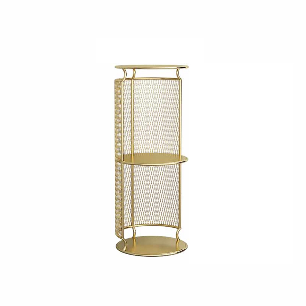 Chic Decor Round Gold Standing Plant Stand with Shelves window image