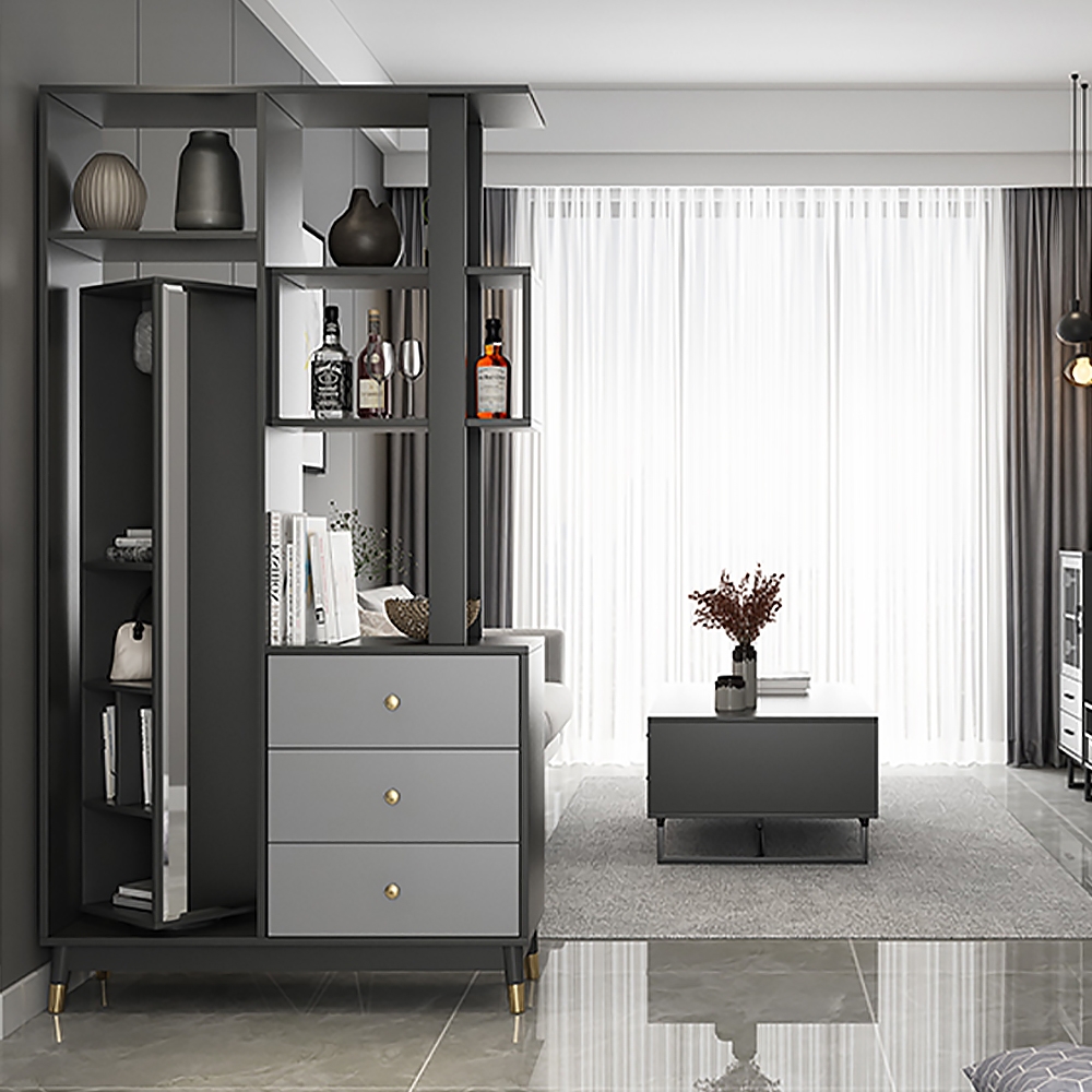 Contemporary Etagere Bookshelf with Drawer Entryway Cabinet window image