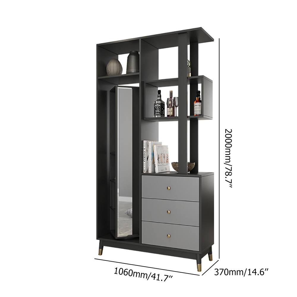 Contemporary Etagere Bookshelf with Drawer Entryway Cabinet window image