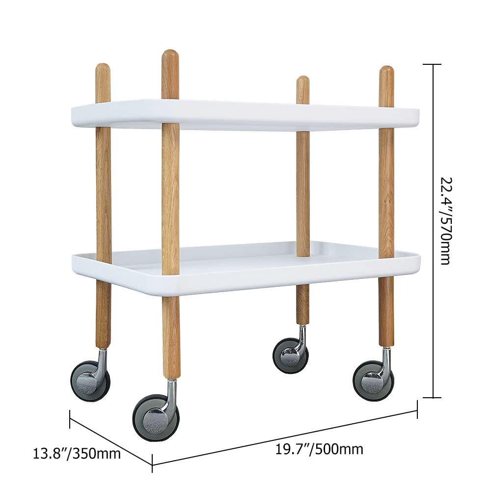 2-Tier Nordic Style Wood Bar Cart Rolling Cart Trolley window image