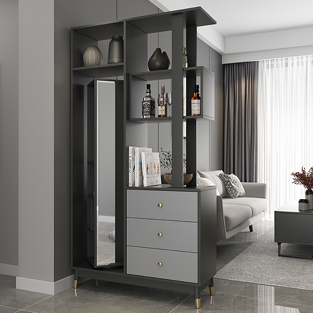 Contemporary Etagere Bookshelf with Drawer Entryway Cabinet window image
