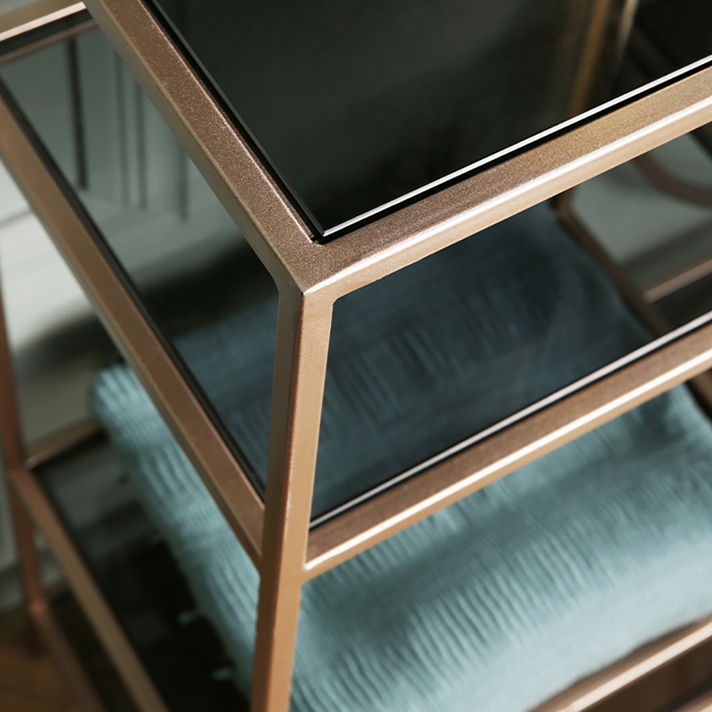 Industrial Black Console Table with Shelves Tempered Glass Top & Metal Frame window image