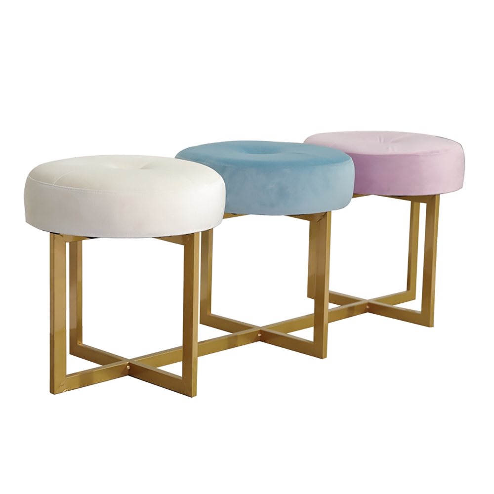 Nordic Bench Velvet Upholstered Bench Tree-In-One Chair Bench in Gold Finsh window image