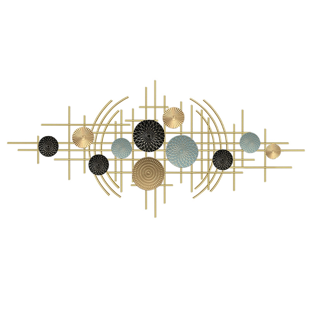 3D Nordic Style Geometric Round Metal Wall Decor Light Luxury window image