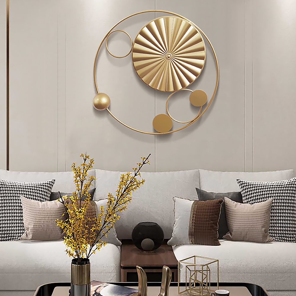 29.5" x 29.5" Luxury Modern Metal Gold Round Wall Decor Home Art Homary