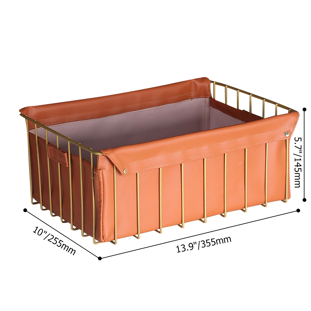 Contemporary Gold Desk Organizer in Metal & Leather window image