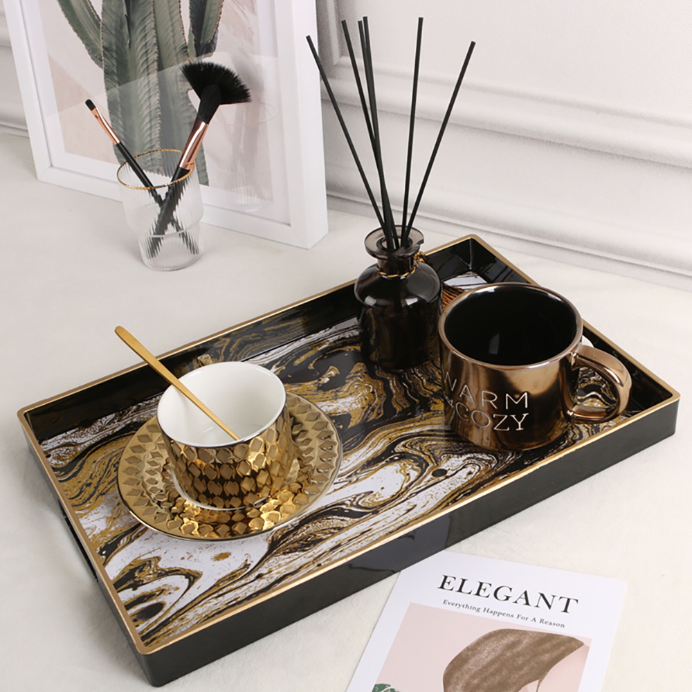 Modern Tray Desk Organizer in Metal in Blue/Black window image