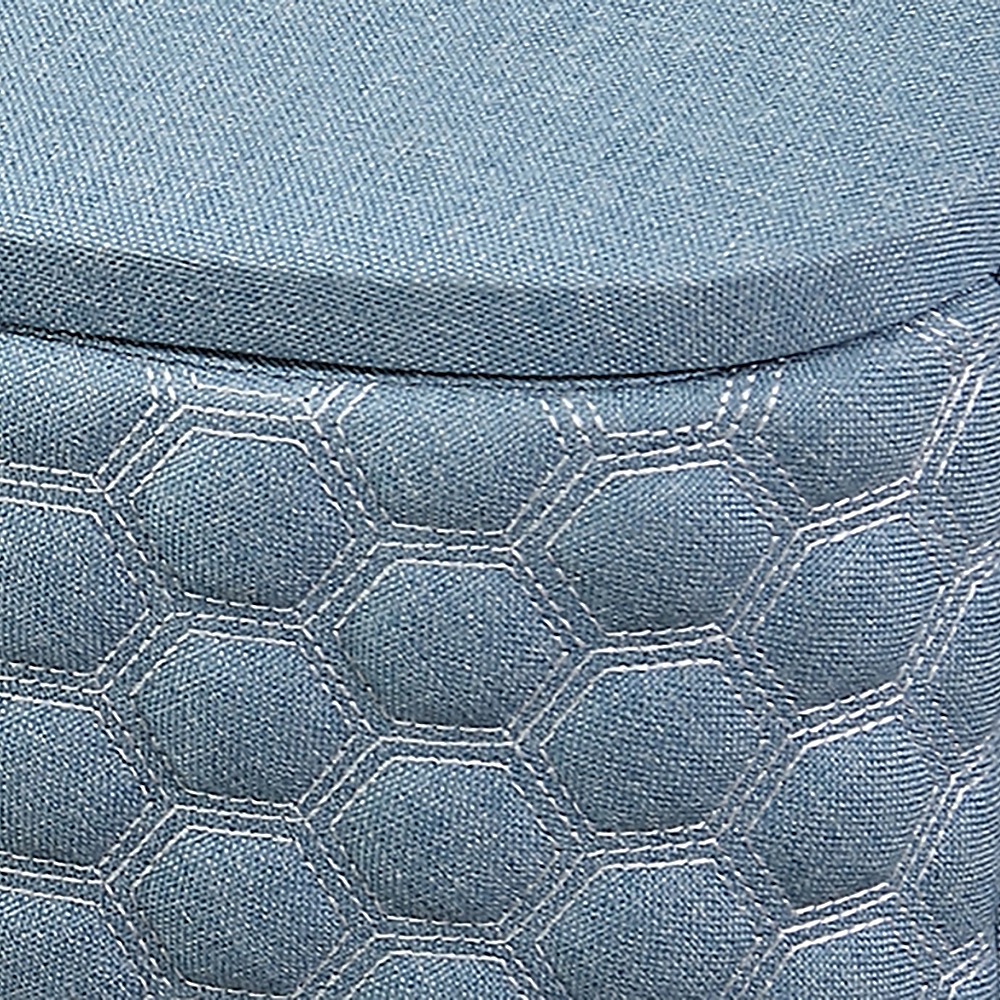 Italian Luxury Blue Nightstand 1-Drawer Fabric Bedside Table window image