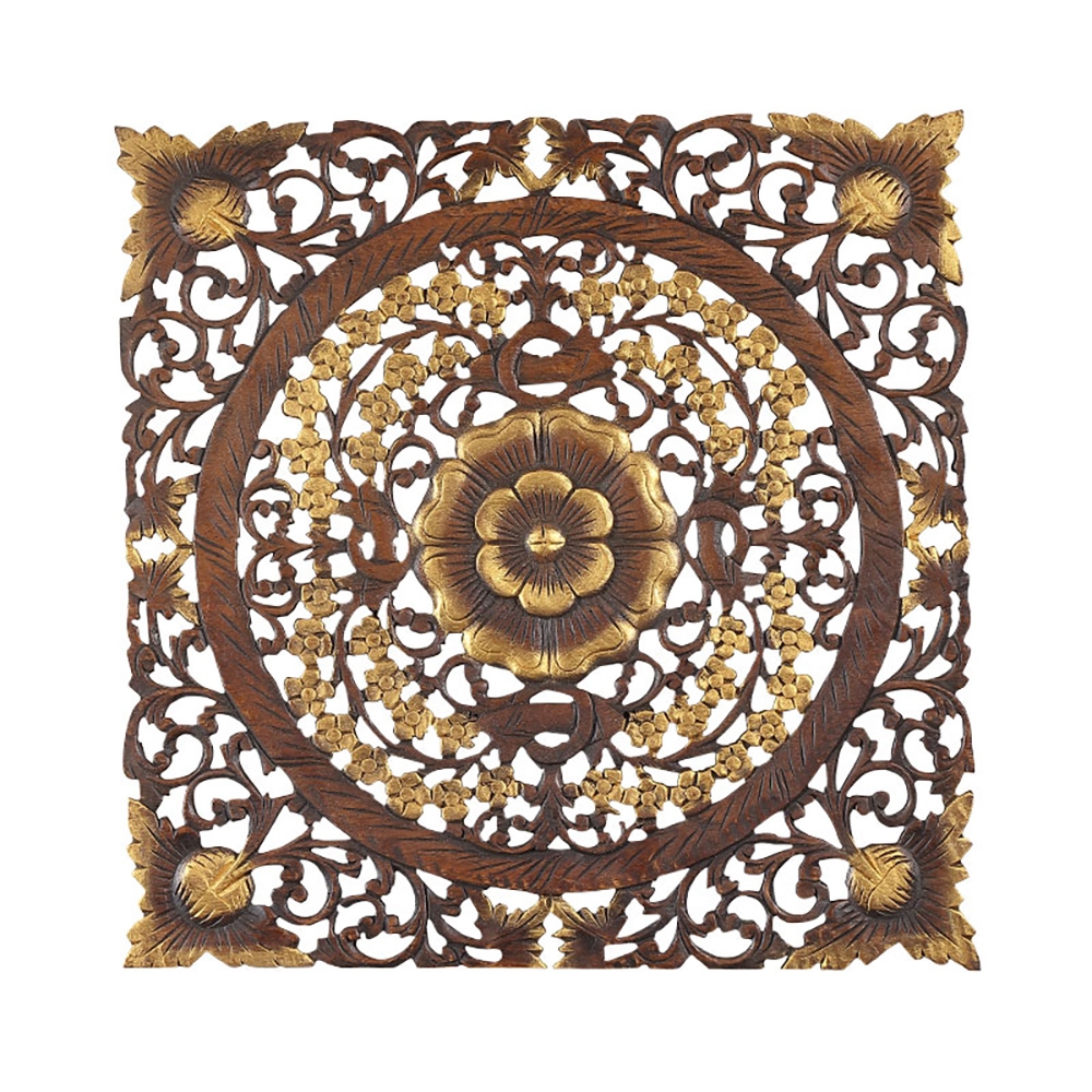 Geometric Patterns Hollow-out Wooden Carving Wall Decor Art window image