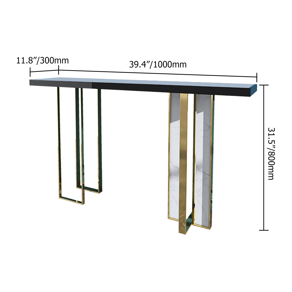 39.4" Narrow Console Table with Sintered Stone Top Metal Frame Entryway Table window image