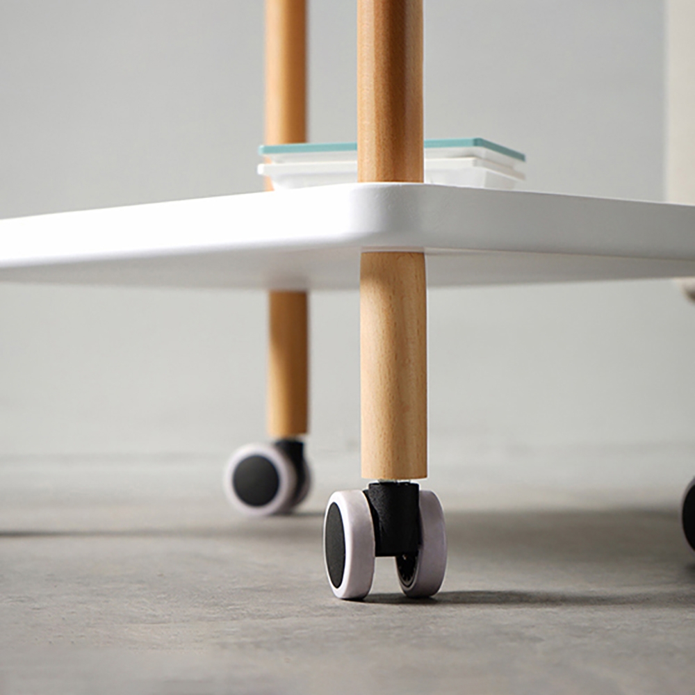 2-Tier Nordic Style Wood Bar Cart Rolling Cart Trolley window image