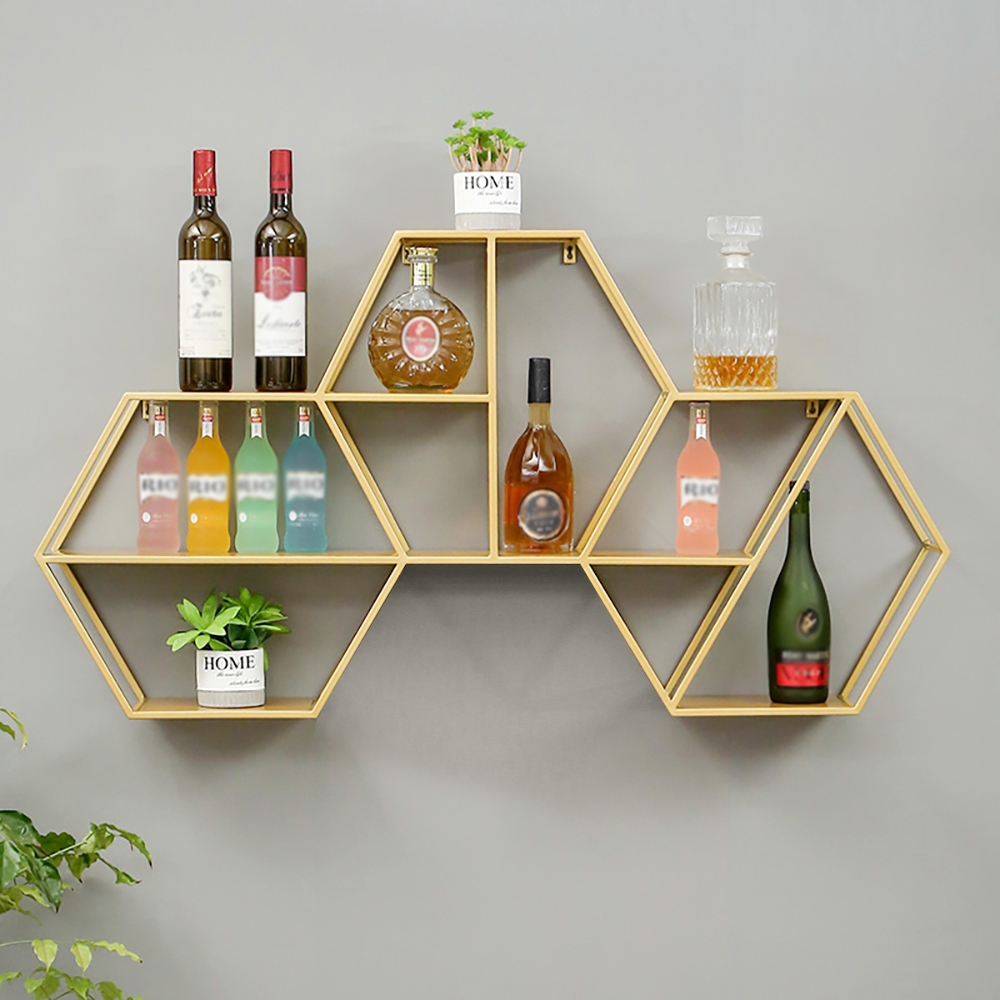 Nordic 3-Hexagon Floating Shelf Decorative Wall Shelf Metal Set window image