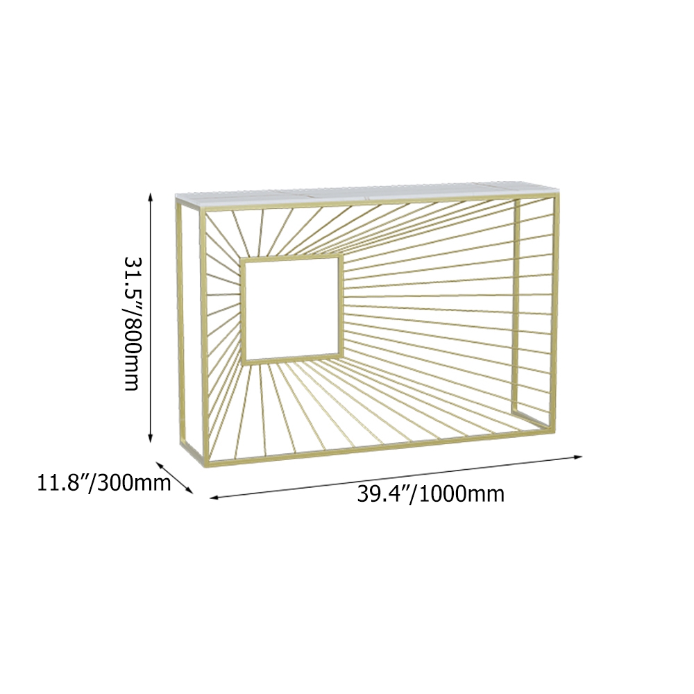 Modern White Narrow Console Table with Sintered Stone Top & Metal Frame window image