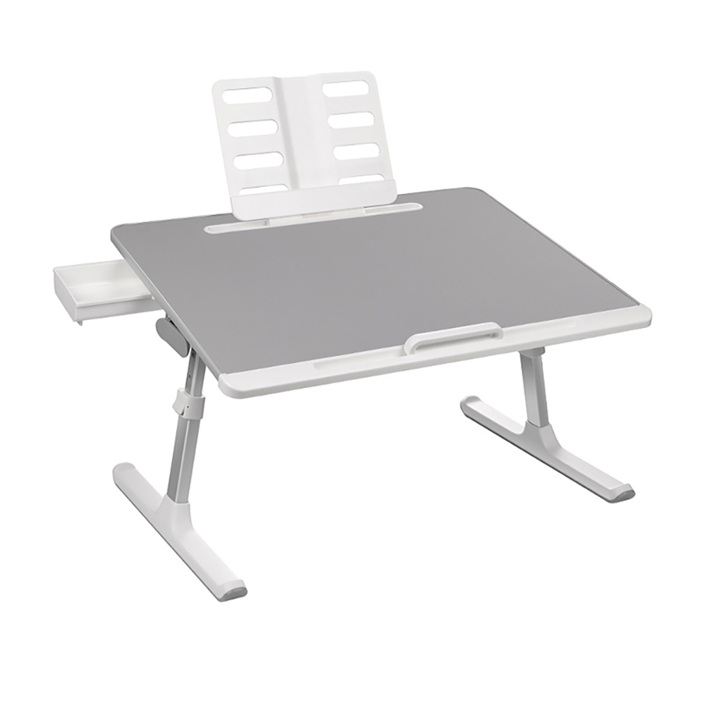 Adjustable Desk in White for Computer Folding Laptop Desk Stand window image