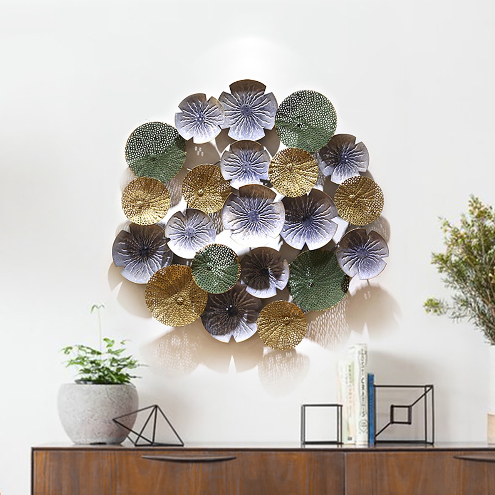 3D European Wall Decor Hanging Metal Round Flowers Art window image