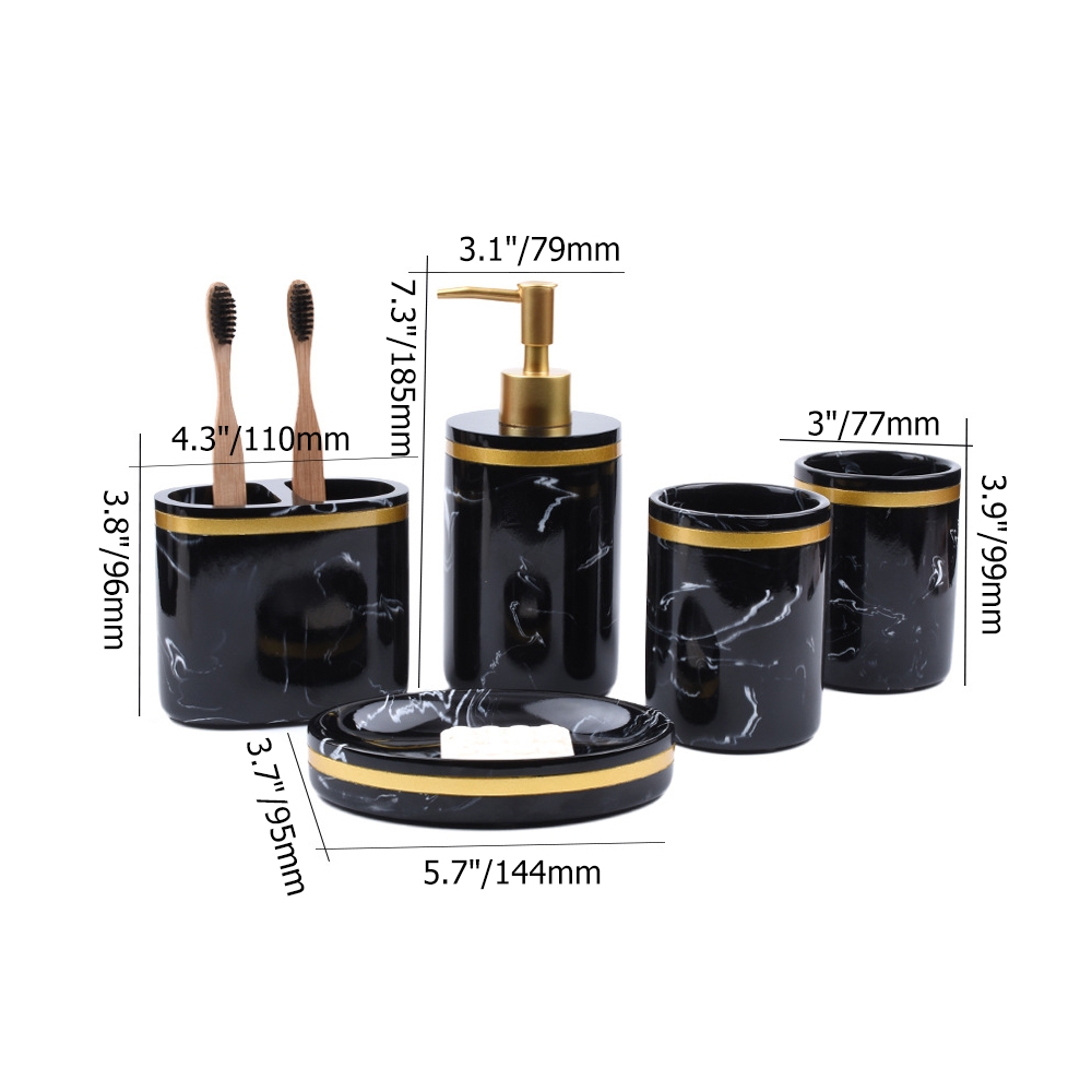 Nordic 5 Pieces Countertop Bathroom Accessories Set window image