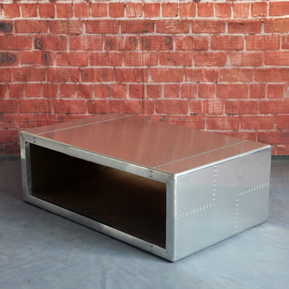 Industrial Coffee Table with Storage in Hollow-Frame Structure window image