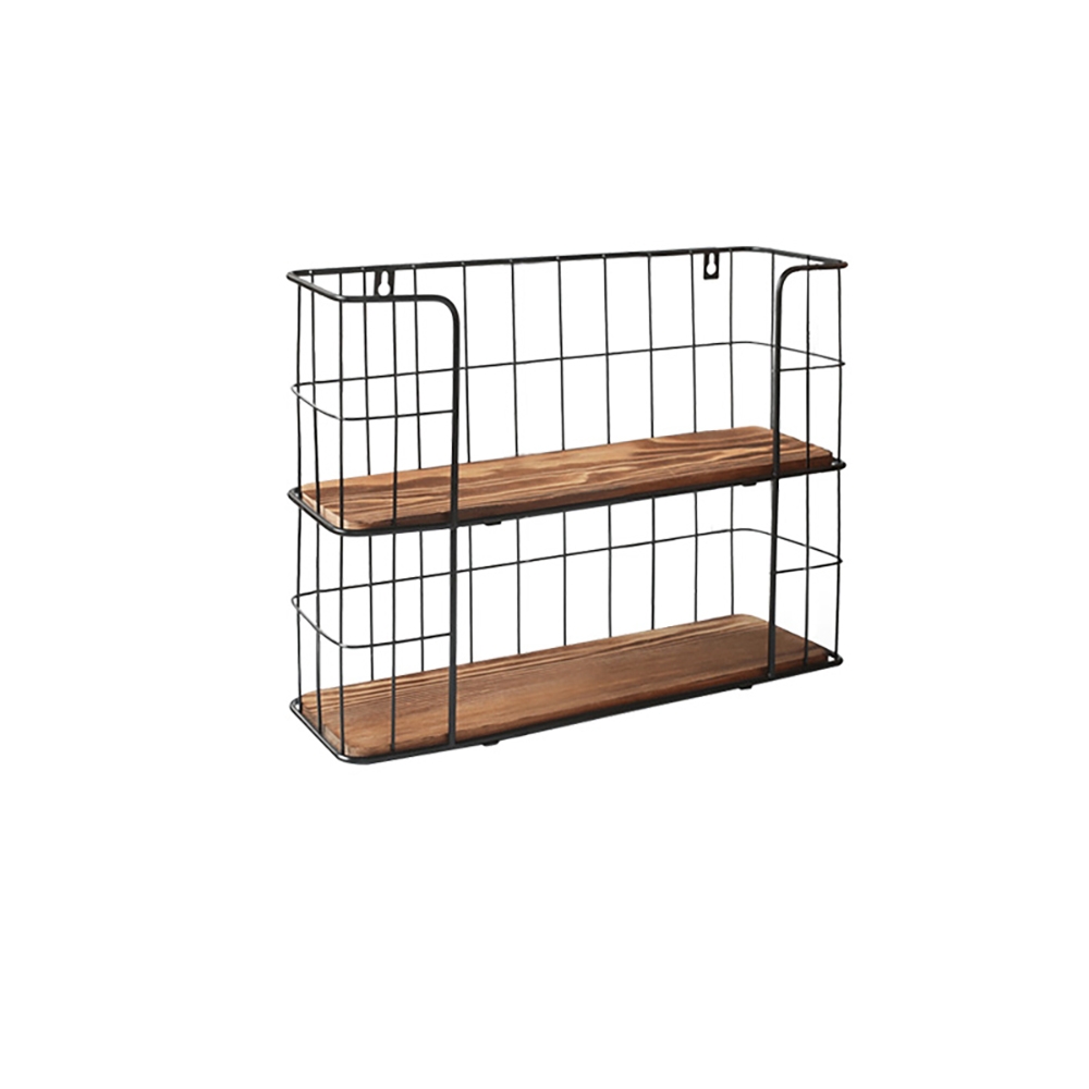 Rustic Modern Wall Mounted Shelf in Black & Natural window image