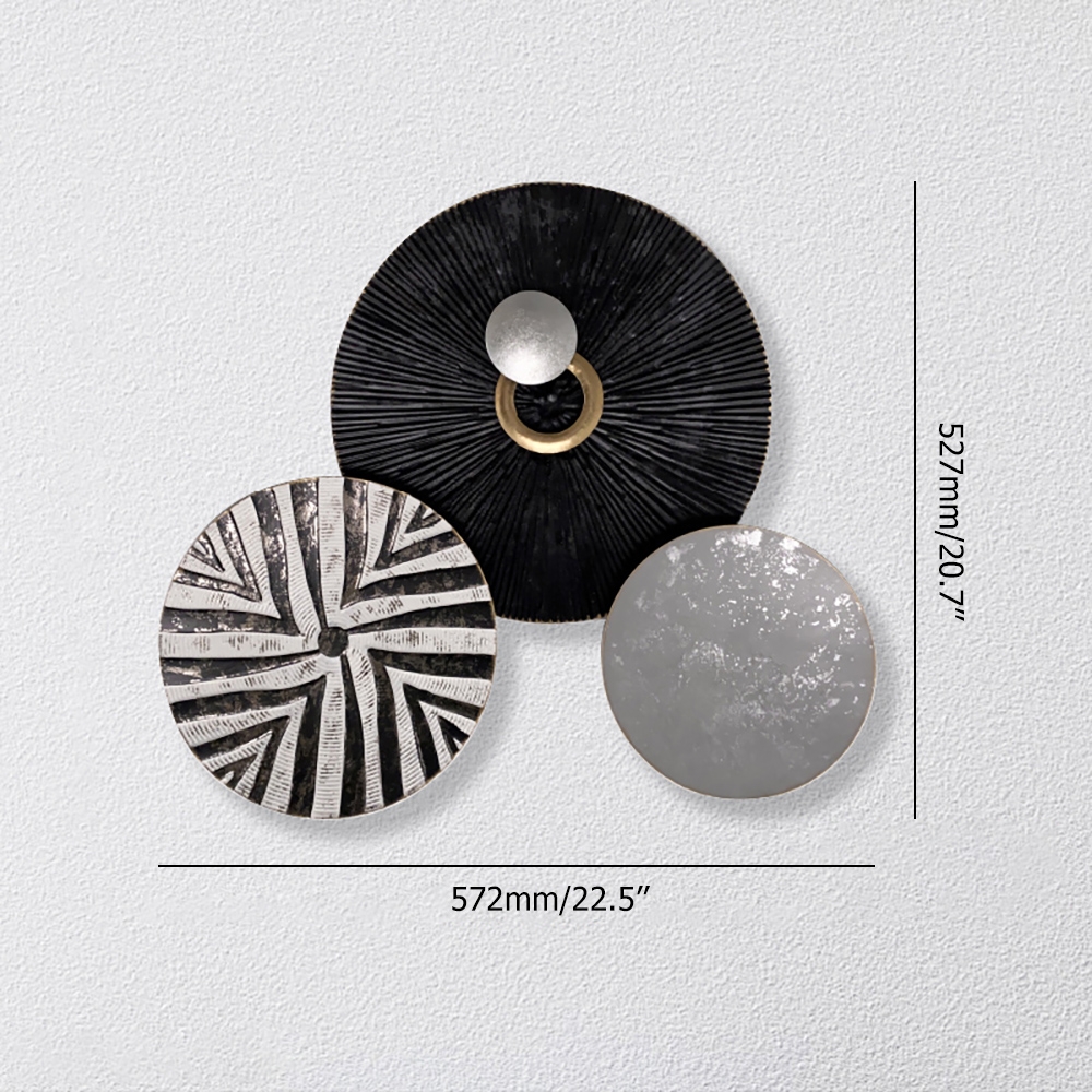 Boho 3-Piece Metal Decorative Wall Disc Art Decor Set window image