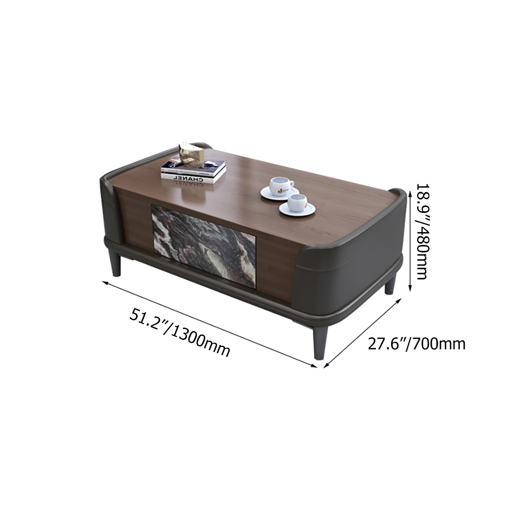 Modern Rectangular Coffee Table with Drawer Metal Legs Accent Table window image