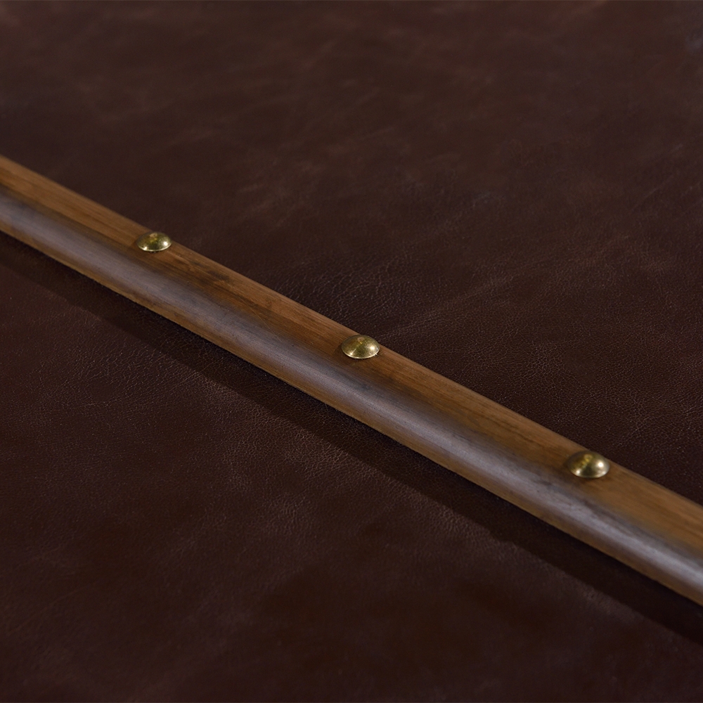 Industrial Retro Coffee Table with Drawers Accent Table with Brown Leather Edging window image