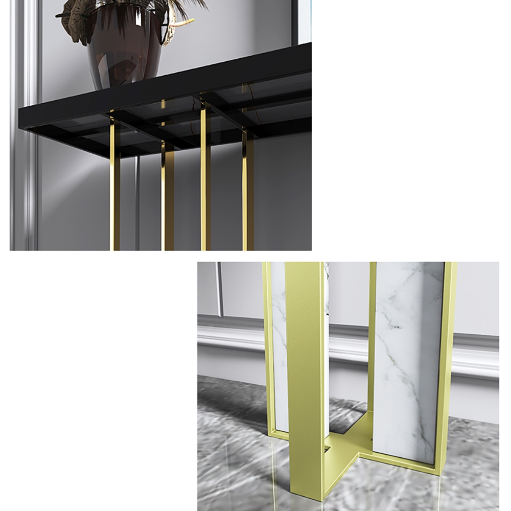 39.4" Narrow Console Table with Sintered Stone Top Metal Frame Entryway Table window image