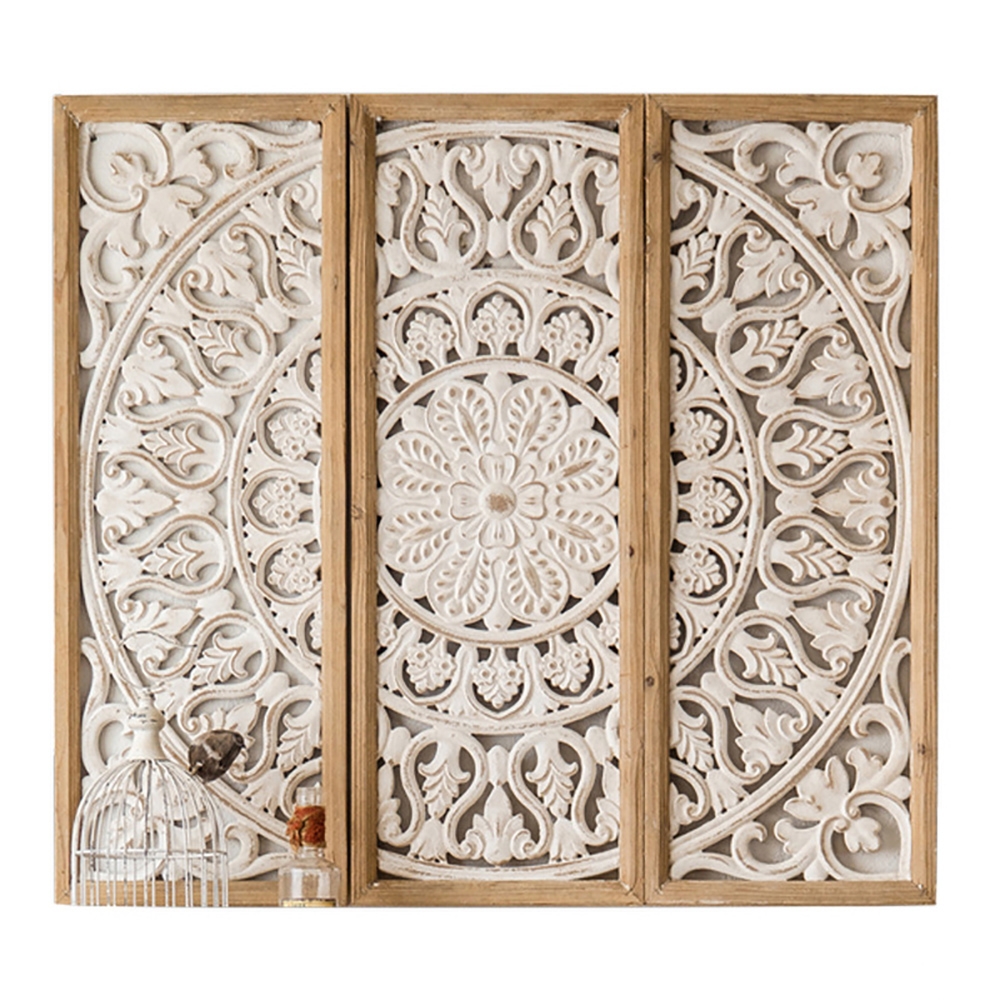 3 Pieces French Style Carve Pattern Wood Wall Decor Set window image
