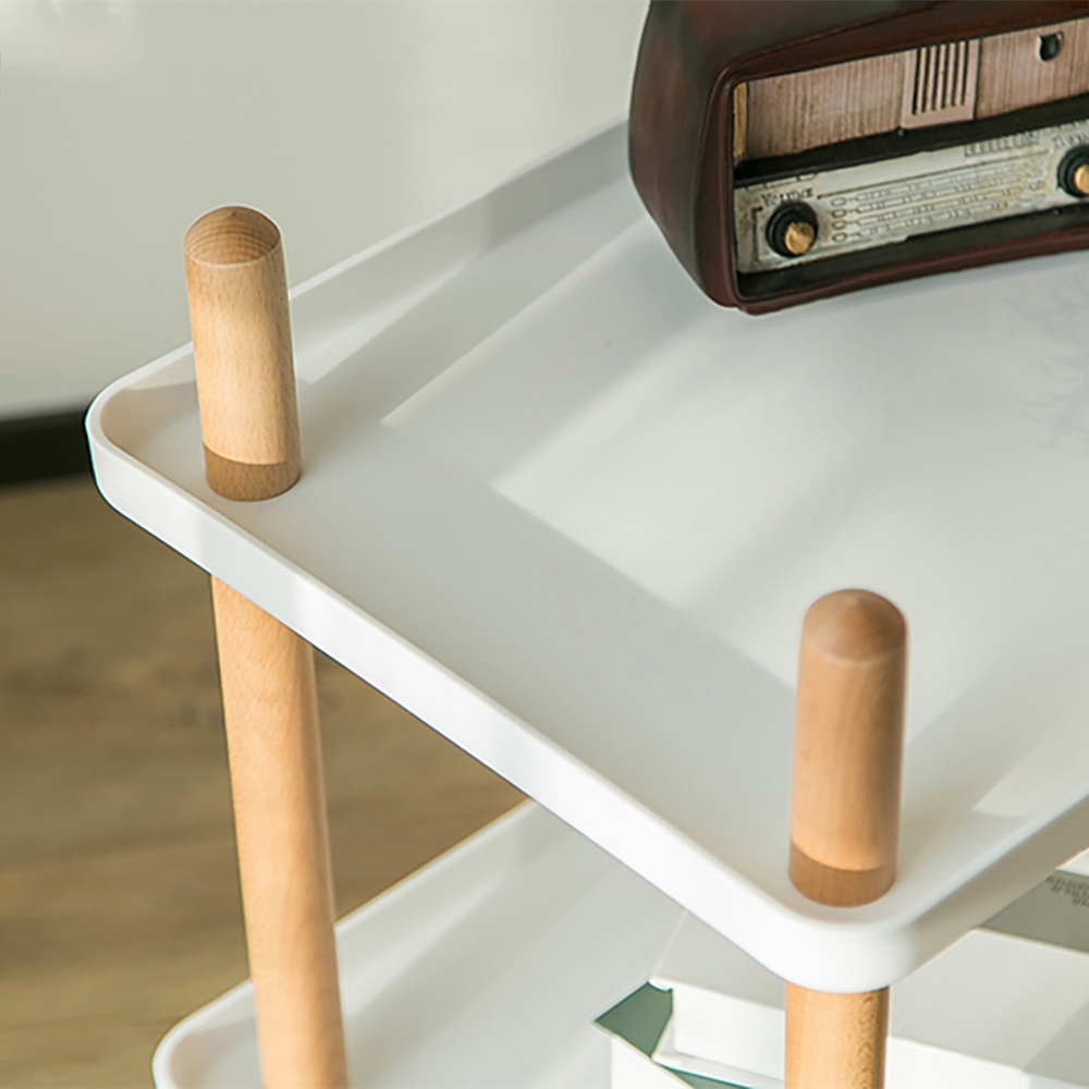 2-Tier Nordic Style Wood Bar Cart Rolling Cart Trolley window image