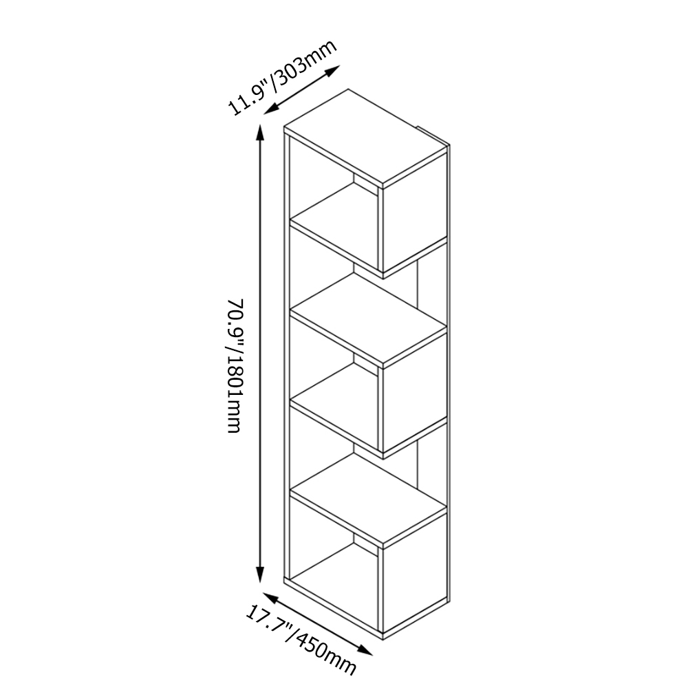 Contemporary Geometric Bookshelf in Black 70" window image