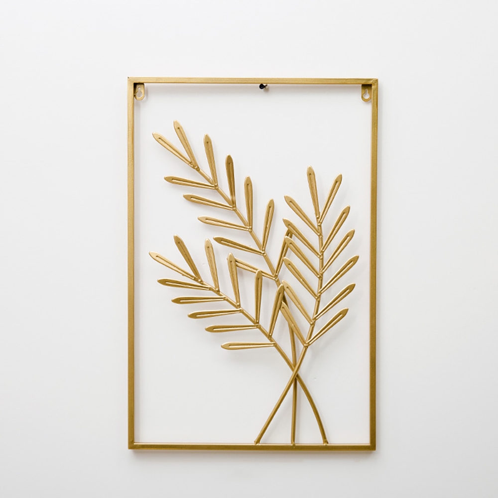 Rectangular Farmhouse Metal Wheat Leaves Home Wall Decor Art window image