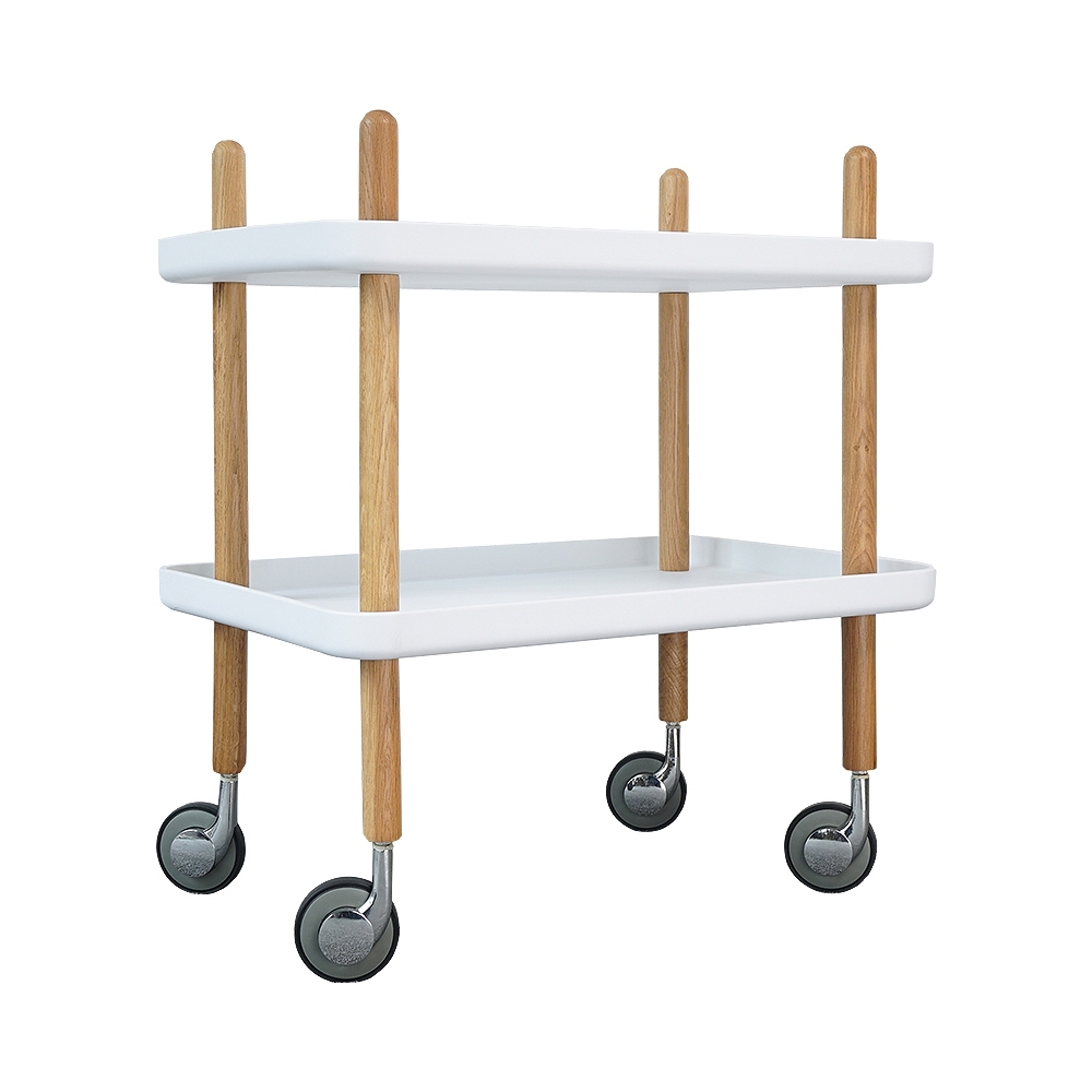 2-Tier Nordic Style Wood Bar Cart Rolling Cart Trolley window image
