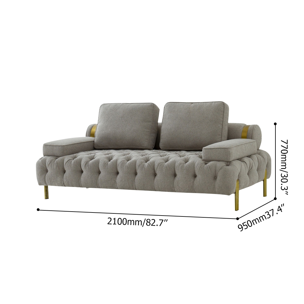 82.7" Mid-century Tufted Velvet Upholstered Sofa 3-Seater Sofa Luxury Sofa window image