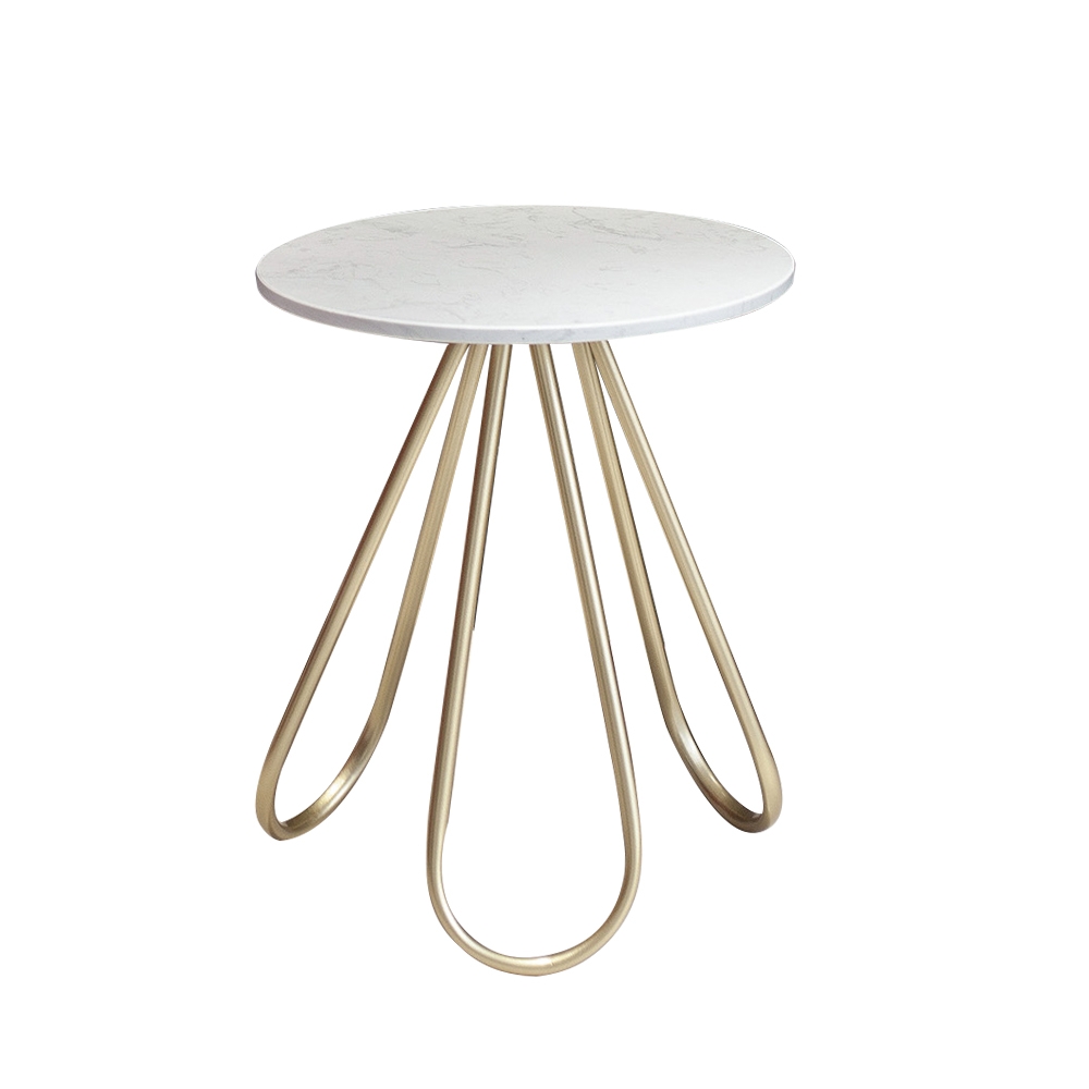 White Round Bar Table with Marble Top & Gold Base window image